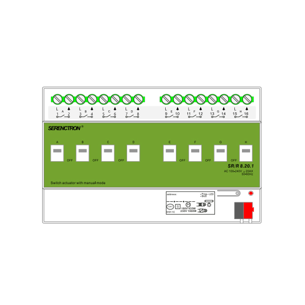 8路20A开关执行器 SR/R8.20.1